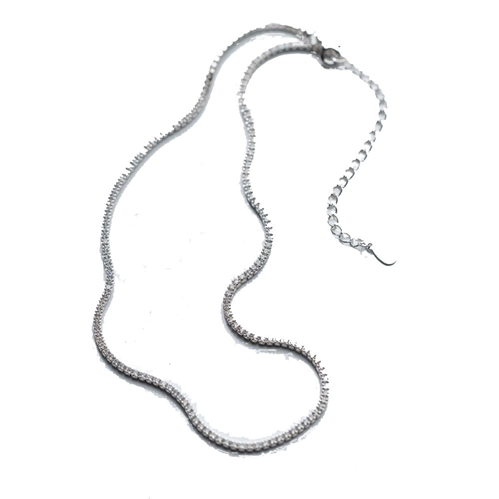 2mm Black Sterling Silver Tennis Choker Necklace